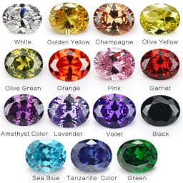Mix 15 Colors Oval Cut Cubic Zirconia Stone Loose CZ Stones Synthetic Gemstone for Jewelry Making (Size 4x6mm-10x12mm)