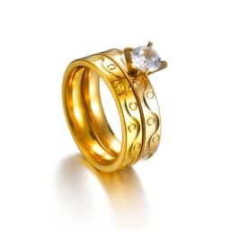 2pcs Wedding Rings for Women Men Couple Promise Band Set Crystal Stainless Steel Engagement Jewelry Dropshipping for Lovers