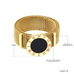 Original Design Roman Numerals Network Chain Rings Titanium Stainless Steel Black Acrylic Wedding Rings For Women