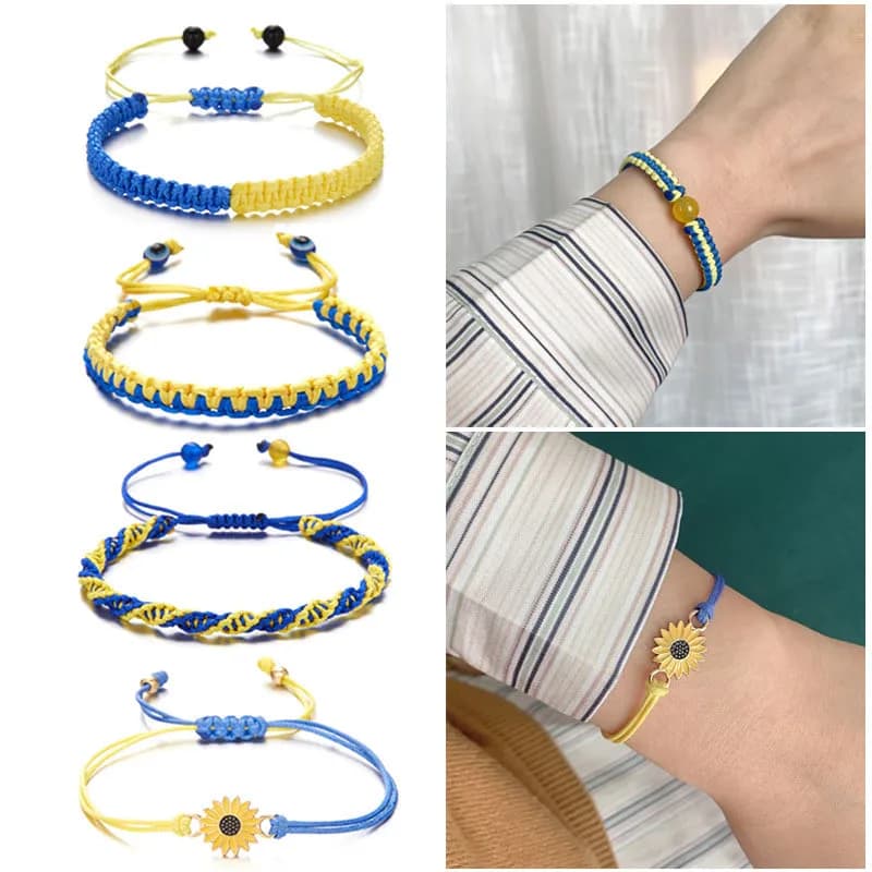 Ukrainian Charm Yellow Blue Ukraine Bracelets For Women Men Handmade Flag Color Woven String Bracelet New Design Couple Jewelry