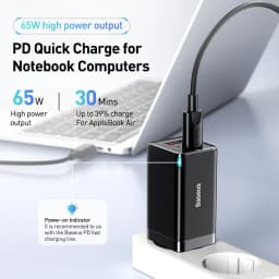 Baseus 65W GaN Charger Quick Charge Type C Phone Charger USB Charger Portable Fast Charger For Laptop iPhone 17 16 15 14 13