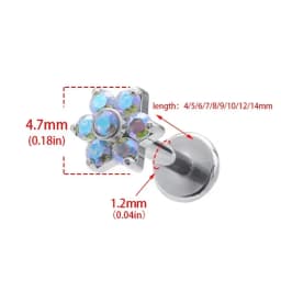 ASTM F136 Titanium Flower Piercing 16G 18G Internal Thread Labret Tragus Helix Conch Piercing Lip Nose Body Piercing Jewelry