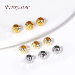 5 Sizes Round Spacer Beads 18K Gold Plated Brass Metal Beads Cut Pattern Separators Beads For DIY Handmade Jewelry Accessories
