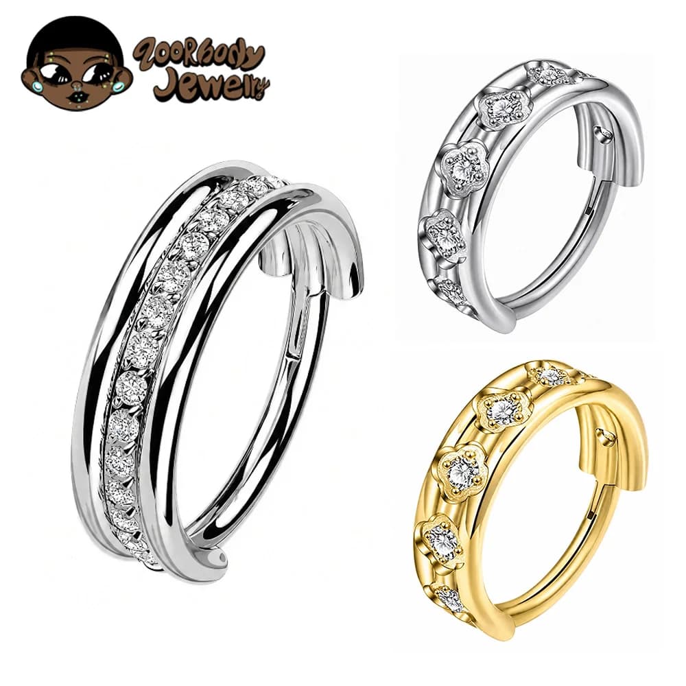 F136 Titanium Piercing Nose Ring Tragus Conch Cartilage Piercing Plum Blossom 16G Shape 5A Zircon Clicker Ring Body Jewelry