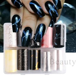 10 Roll/Box Marble Gold Foils Nail Stickers Holographic Iridescent Marble White Black Transfer Paper Decal Manicure Decor SACX04