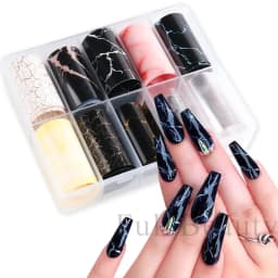 10 Roll/Box Marble Gold Foils Nail Stickers Holographic Iridescent Marble White Black Transfer Paper Decal Manicure Decor SACX04