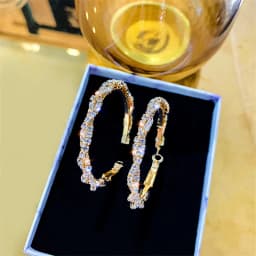 Fashion Jewelry Round Hoop Earrings Shiny Screw Crystal Earrings for Women Statement Earrings Party Gifts