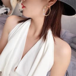 Fashion Jewelry Round Hoop Earrings Shiny Screw Crystal Earrings for Women Statement Earrings Party Gifts