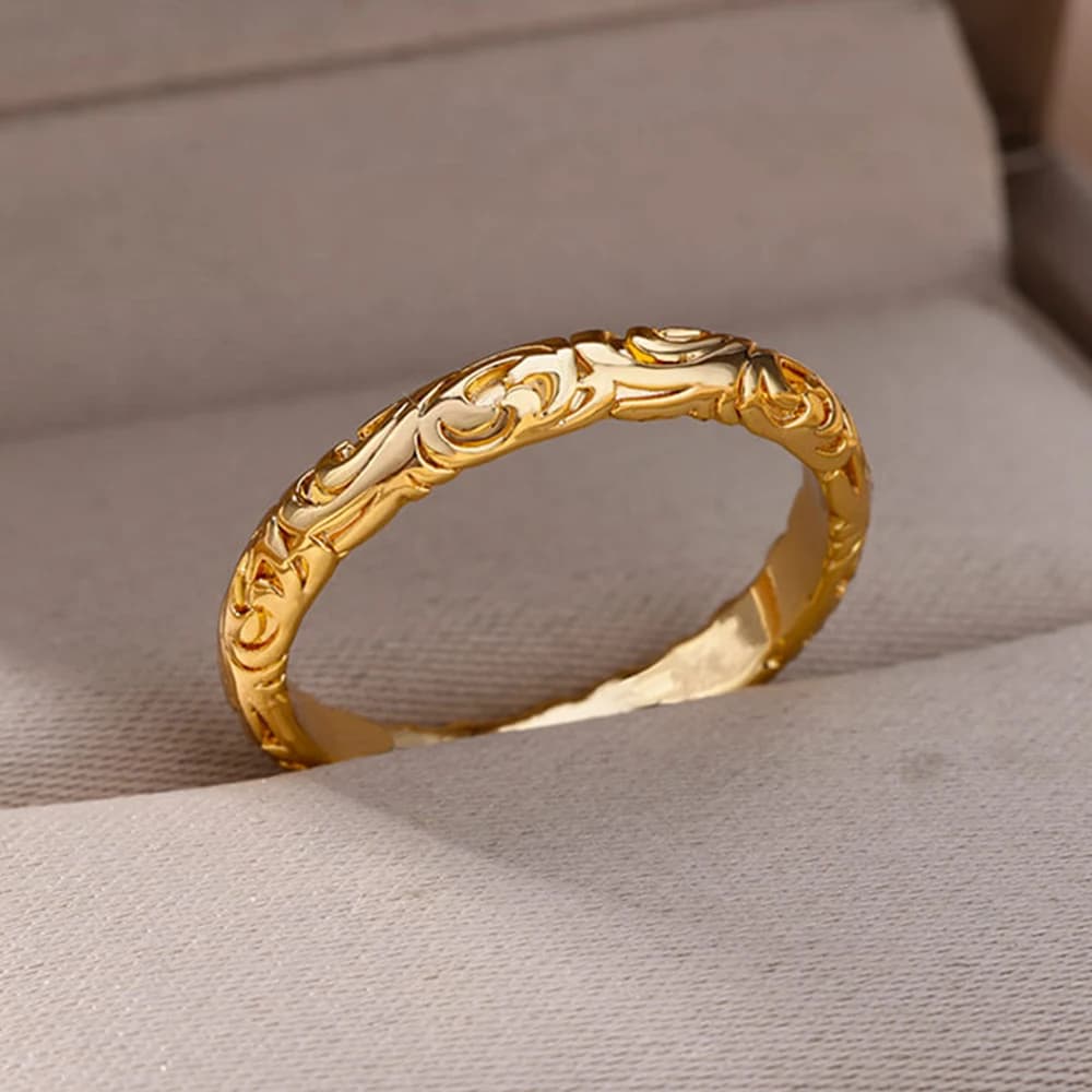 Stainless Steel Rings For Women Men Gold Color Flower Ring Female Male Engagement Wedding Party Finger Jewelry Gift 2026 Trend