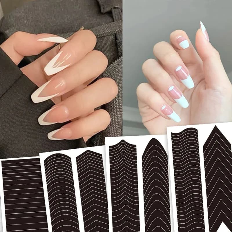 1PC Smile Stickers Wave Line Three-in-one Nail Stickers Tool Jewelry Nail Polish Glue Spray Stickers New Manicure French Sticker