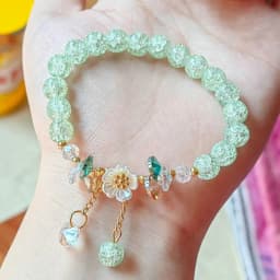 Korean New Sweet Daisy Flower Bracelet For Women Colorful Crystal Beaded Elastic Rope Bracelets Party Wedding Jewelry Gifts