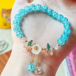 Korean New Sweet Daisy Flower Bracelet For Women Colorful Crystal Beaded Elastic Rope Bracelets Party Wedding Jewelry Gifts