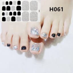 22Tips/Sheet Nail Sticker Adhesive Toenail Art Polish Tips French Glitter Sequins Nail Wraps Strips Easy Toenail Sticker