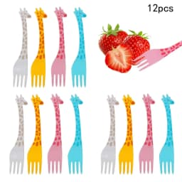 12Pcs/set Fruit Snack Toothpick Cartoon Giraffe Shape Tableware Food Picks Salad Desert Forks Kitchen Accessories Kitchen Tool