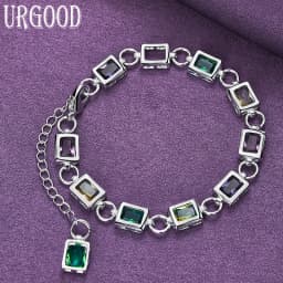 Wholesale 925 Sterling Silver Charm Bracelets Cute Zircon Chain Crystal Jewelry Fashion for Women Wedding Lady