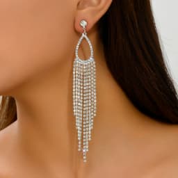 2pcs of Women's Jewelry Rhinestone Tassel Earrings Luxurious Fashion Accessories for Wedding Parties