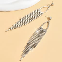 2pcs of Women's Jewelry Rhinestone Tassel Earrings Luxurious Fashion Accessories for Wedding Parties