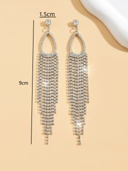 2pcs of Women's Jewelry Rhinestone Tassel Earrings Luxurious Fashion Accessories for Wedding Parties
