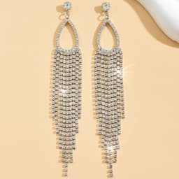 2pcs of Women's Jewelry Rhinestone Tassel Earrings Luxurious Fashion Accessories for Wedding Parties