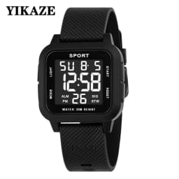 YIKAZE Sports Men Watch Retro Square Men's Digital Watch Multifunction Military Alarm Clock LED Wristwatch for Male Kids Gifts