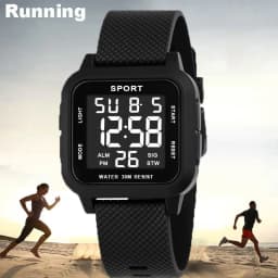 YIKAZE Sports Men Watch Retro Square Men's Digital Watch Multifunction Military Alarm Clock LED Wristwatch for Male Kids Gifts