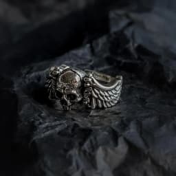 Ring Unisex Retro Vintage Vintage Hip-hop Personality Wings Skull Head Opening Ring Wholesale