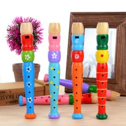 1 Pc Small Wooden Colorful Piccolo Flute for Kids Learning Rhythm Musical Instrument Early Education Music Sound Toys for Kids