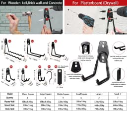 Heavy Duty Metal Hook Garage Organizer Wall Mount Anti-slip Bicycle Hanger Hooks Storage Hook For Ladders Garden Tool