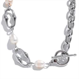Yhpup High-Grade Natural Freshwater Pearls Metal Chain Fashion Necklace Trendy 18K PVD Plated Attractive Women Jewelry Gift