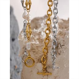 Yhpup High-Grade Natural Freshwater Pearls Metal Chain Fashion Necklace Trendy 18K PVD Plated Attractive Women Jewelry Gift