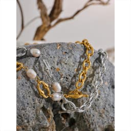 Yhpup High-Grade Natural Freshwater Pearls Metal Chain Fashion Necklace Trendy 18K PVD Plated Attractive Women Jewelry Gift
