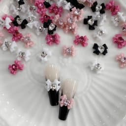 10pcs Resin Bow Nail Art Decoration With Heart Crystal Rhinestones Pearls Accessories For Nails Art Decoration Supplies