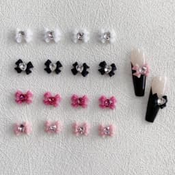 10pcs Resin Bow Nail Art Decoration With Heart Crystal Rhinestones Pearls Accessories For Nails Art Decoration Supplies