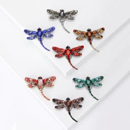 Beaut&Berry Classic Rhinestone Dragonfly Brooches for Women Unisex Insect Pins Casual Party Accessories Gifts Friends Decoration