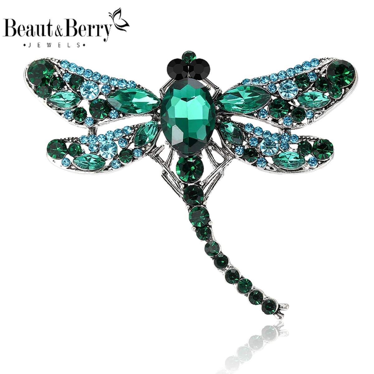 Beaut&Berry Classic Rhinestone Dragonfly Brooches for Women Unisex Insect Pins Casual Party Accessories Gifts Friends Decoration