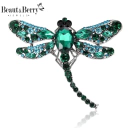 Beaut&Berry Classic Rhinestone Dragonfly Brooches for Women Unisex Insect Pins Casual Party Accessories Gifts Friends Decoration