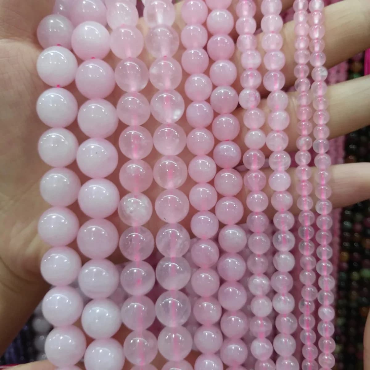 Natural stone beads Pink Crystal 4/6/8/10/12mm Round Ball loose beads for Jewelry Making Necklace DIY Bracelets Accessories
