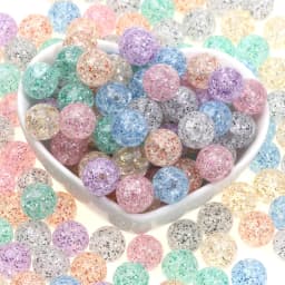 100-30pcs 8 10 12mm Cracked Acrylic Round Beads Glitter Loose Spacer Beads For Jewelry Making Diy Bracelet Necklace Keychain