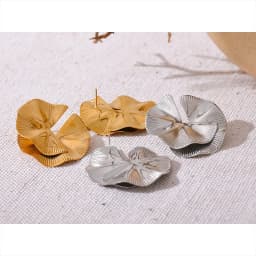 Yhpup Creative Stainless Steel Metal Flower Big Stud Earrings Fashion Attractive Statement Jewelry Women Personality Gift