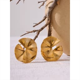 Yhpup Creative Stainless Steel Metal Flower Big Stud Earrings Fashion Attractive Statement Jewelry Women Personality Gift