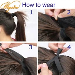 WIGSIN Synthetic 32Inch Long Straight Drawstring Ponytail Clip in Hair Extension Black Blonde Hairpiece for Women