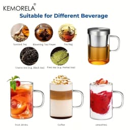 477ML Glass Cup Tea Infuser Mug Borosilicate Glass Tea Mug with Stainless Steel Infuser Home Office Coffee Mug Drinkware