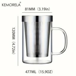 477ML Glass Cup Tea Infuser Mug Borosilicate Glass Tea Mug with Stainless Steel Infuser Home Office Coffee Mug Drinkware