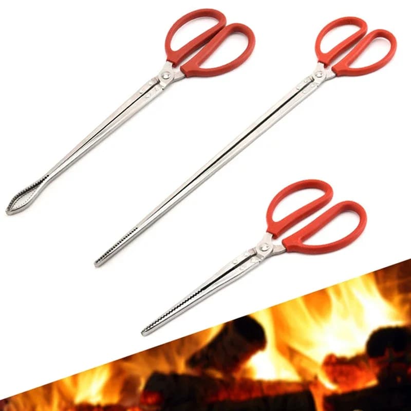 Durable Seafood Hand Tool Stable Multifunction Stainless Steel Crab Tongs Eels Clip Long Handle Kitchen Anti Slip