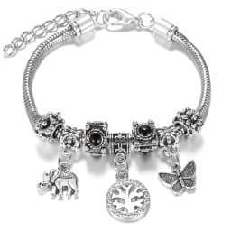 Multi Style Rhinestone 6 Color Beaded Bangle Lobster Buckle Adjustable Snake Chain Elephant Bracelet Pendant Woman Jewelry Gift