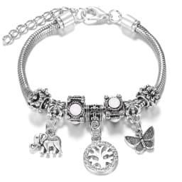 Multi Style Rhinestone 6 Color Beaded Bangle Lobster Buckle Adjustable Snake Chain Elephant Bracelet Pendant Woman Jewelry Gift
