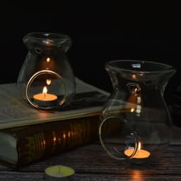 Nordic Home Decor Glass Candle Heat Resistant Oil Furnace Aroma Burner Holder Candlestick Vase Romantic Wedding Decoration