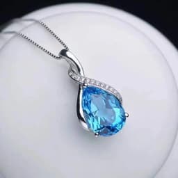 Buyee 925 Sterling Silver Female Stone Pendant Chain Natural Amethyst & Aquamarine Necklace for Women Fashion Fine Jewelry Chain