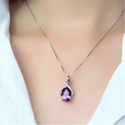 Buyee 925 Sterling Silver Female Stone Pendant Chain Natural Amethyst & Aquamarine Necklace for Women Fashion Fine Jewelry Chain