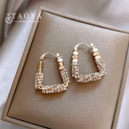 New Year's Design: Geometric Irregular Micro Set Zircon Metal Earrings Luxury Ear Accessories for Women in 2025 Fashion Jewelry